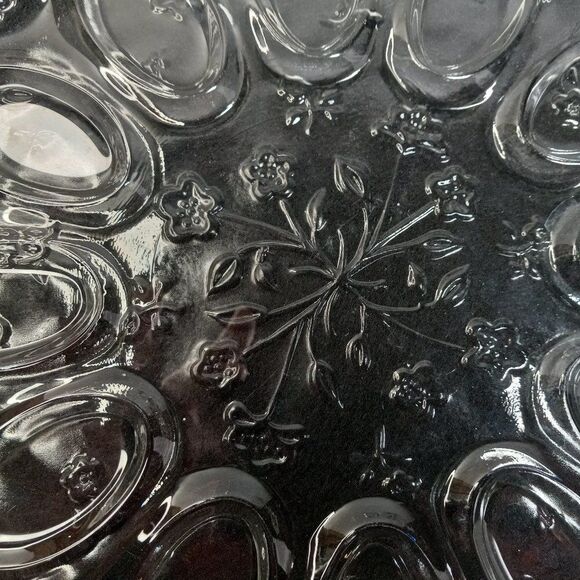 Vintage Anchor Hocking Savannah Pattern Glass Deviled Egg Platter/Serving Plate - Picture 3 of 6